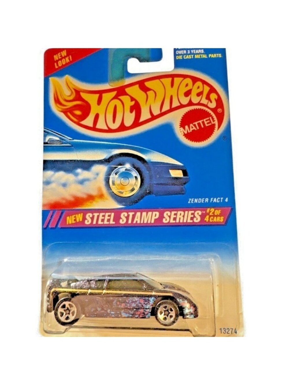 Vintage Die Cast Hot Wheels Mattel Steel Stamp Series Zender Fact 4 #2/4 Car New
